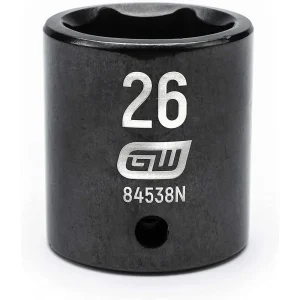 Gearwrench 84538N 1/2″ Drive 6 Point 26mm Standard Impact Socket