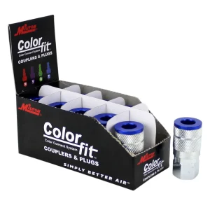 COLORFIT® Pneumatic Couplers – (T-Style, Blue) – 1/4″ NPT (Box of 10) - view 4