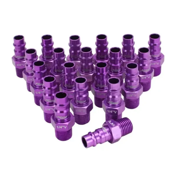 COLORFIT® HIGHFLOWPRO® Plugs (V-Style, Purple) – 1/4″ NPT (Box of 20)