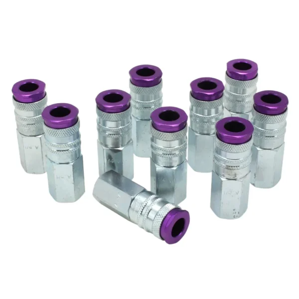 COLORFIT® HIGHFLOWPRO® Couplers (V-Style, Purple) – 1/4″ NPT (Box of 10)