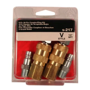HIGHFLOWPRO® S-217 1/4″ NPT V-Style/Euro Interchange Air Coupler and Plug Fitting Kit, Hi Vol Low Pr - view 2