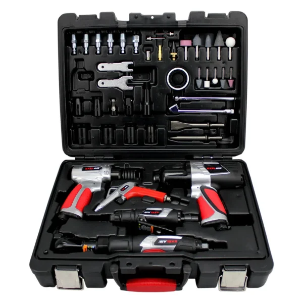 EXELAIR® 44-Pc. Pro Air Tool Accessory Kit, Impact Wrench, Air Ratchet, Die Grinder, Blow Gun, Air Hammer, Dual Air C...