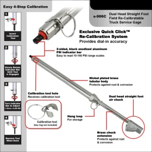 Re-Calibratable Tire Pressure Service Gauges – 10-160 PSI - view 3