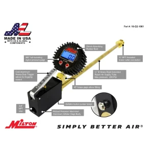 Digital Dunnage Bag Inflator 15″ Extended Reach Brass Tube 3/8″ ID, 1/4″ MNPT Outlet (0-15 PSI) - view 3