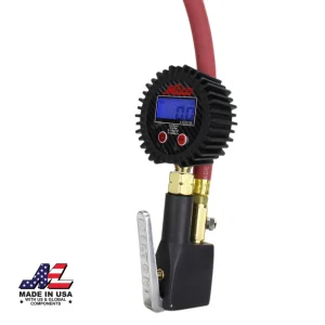 S-530 Compact Digital Tire Inflator with Pressure Gauge (255 PSI) – Air Chuck & 15″ Rubber Air hose 1/4″ NPT s-530