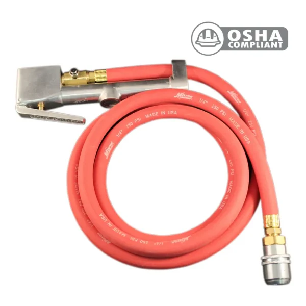 Large Bore Inflator Gauge with 6′ Hose Assembly, Full Swivel, 1/4″ NPT