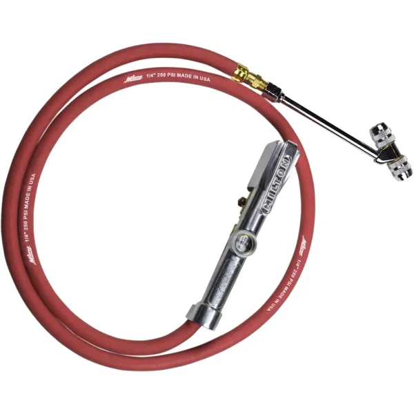 Heavy-Duty Truck Tire Inflator Gauge w/5′ Air Hose, Dual Head Chuck, Full Swivel, 1/4″ NPT