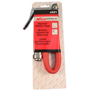 Bayonet Tire Inflator Gauge – Single Air Chuck Head 12″ Hose – 10-120 PSI - view 2