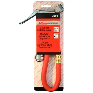 Bayonet Tire Inflator and Air Pressure Gauge, Dual Truck Tire Air Chuck, 1/4″ NPT, 15″ Rubber Hose,  - view 2