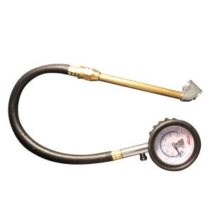 Dial Tire Pressure Gauge – Dual Head Air Chuck, 12″ Hose
