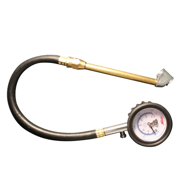 Dial Tire Pressure Gauge – Dual Head Air Chuck, 12″ Hose