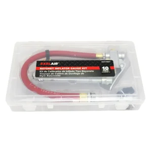 EXELAIR® Analog Bayonet Tire Inflator Gauge Kit – 13″ Air Hose, Dual-Foot Chuck, and Tire Valve Acce - view 2