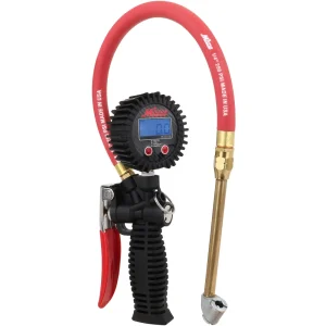 Pro Digital Tire Inflator/Pressure Pistol Grip Gauge, Classic Dual Head Chuck, 15″ Hose