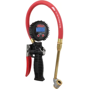 Pro Digital Tire Inflator/Pressure Pistol Grip Gauge, Large Bore Dual Head Chuck, 15″ Hose