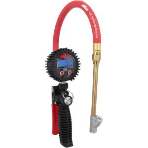 Pro Digital Tire Inflator/Pressure Pistol Grip Gauge, Straight Foot Chuck w/Lock-On Threads, 15″ Hose