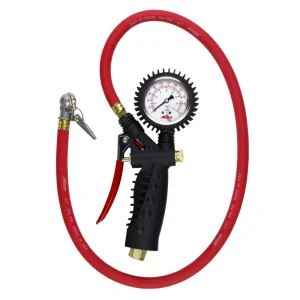 Pro Analog Tire Inflator/Pressure Pistol Grip Gauge, Ball Foot Air Chuck w/Clip, 36″ Hose, 160PSI