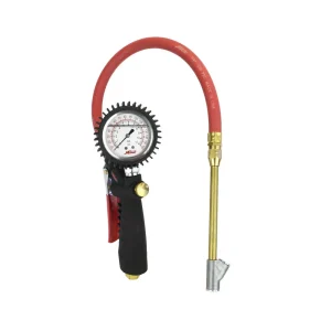 Pro Series Oil-Filled Analog Pistol Grip Tire Inflator/Deflator Pressure Gauge – Dual Head Straight Foot Chuck w/Lock...