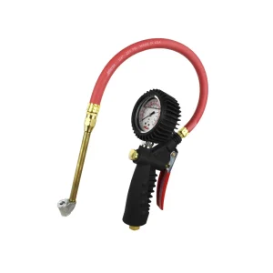 Pro Analog Tire Inflator/Pressure Pistol Grip Gauge, Classic Dual Head Chuck, 15″ Hose