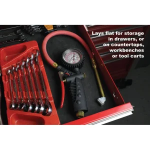 Pro Analog Tire Inflator/Pressure Pistol Grip Gauge Large Bore Dual Head Chuck, 15″ Hose – 160PSI - view 3