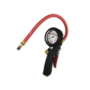 Pro Analog Tire Inflator/Pressure Pistol Grip Gauge, Straight Foot Chuck, 15″ Hose