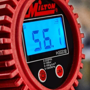 Heavy-Duty Digital Tire Inflator and Air Pressure Gauge, Clip-on Chuck, 1/4″ NPT, 20″ Rubber Hose, 0-255 PSI - view 4