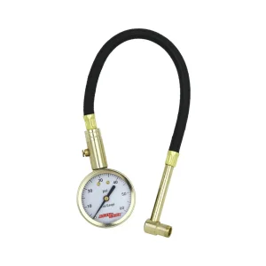 ACCU-GAGE® by Milton® Dial Tire Pressure Gauge w/ Right Angle Air Chuck and 11″ Braided Hose – ANSI Certified for Mot...