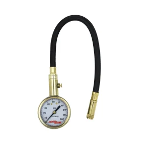 ACCU-GAGE® by Milton® Dial Tire Pressure Gauge with Straight Air Chuck and 11 in. Braided Hose – ANSI Certified for M...