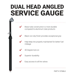 Dual Head Angled Chuck Service Gauge, Matte Black Poly Finish -13″ 1-160 PSI - view 4