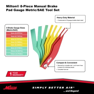 8-Piece Manual Brake Pad Gauge Metric/SAE Tool Set, Easy to Read Color Coded – 2mm to 12mm - view 4