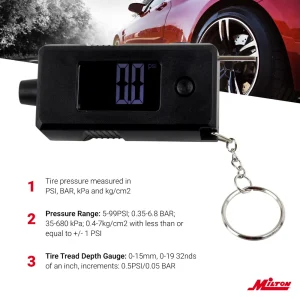 ACCU-GAGE® by Milton® ﻿﻿ ﻿Digital Tire Gauge + Tread Depth Gauge, Black - view 4