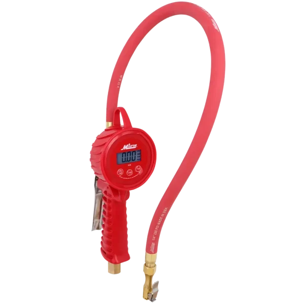 555e Digital Tire Inflator Gauge, used on multiple vehicle types, measures from 5 to 220 PSI, ± 1 PSI Accuracy