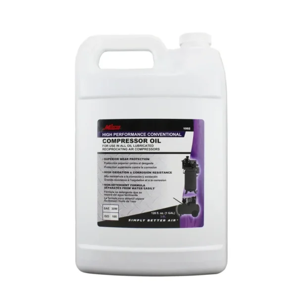 High-Performance Conventional Air Compressor Oil (SAE 30W, ISO 100), 1 Gallon