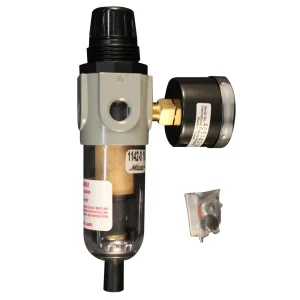 1/4″ NPT Polycarbonate Mini Piggyback FR Duo Filter-Reducer with Gauge
