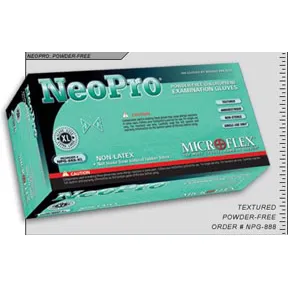 MICROFLEX MFXNPG888L NeoPro Powder-Free Neoprene Examination Gloves, Green, Large