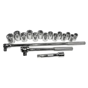 K Tool 28000 Socket Set Chrome 17 Piece Metric Standard 6 Point From 15MM to 28MM