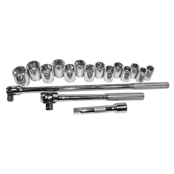 K Tool 28000 Socket Set Chrome 17 Piece Metric Standard 6 Point From 15MM to 28MM