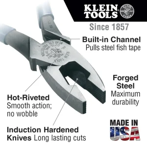 Klein Tools D213-9NETP Lineman’s Fish Tape Pulling Pliers, 9-Inch - view 2