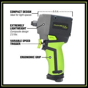 Flexzilla AT1475FZ Pro Mini Impact Wrench 1/2″ Drive, High Flow Ball Swivel Plug - view 3