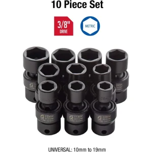 Sunex 10 Piece 3/8″ Drive Standard Metric Universal Impact Socket Set (3657) - view 2