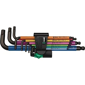 Wera 05073593001 950 Spkl/9 Sm N Multicolor L-Key Set, Metric, Blacklaser