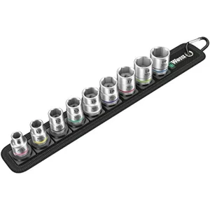 Wera Hex Bit Socket Set – 3/8″ Drive, 9-Piece, Metric (05003973001)