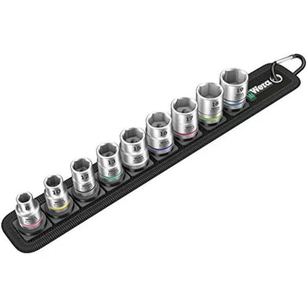 Wera Hex Bit Socket Set – 3/8″ Drive, 9-Piece, Metric (05003973001)
