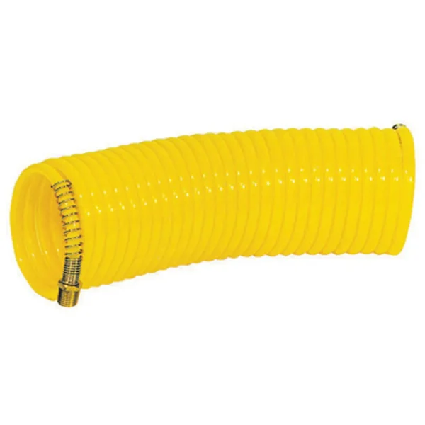 K Tool 71025 Nylon Recoil Air Hose, 1/4″ I.D. x 25′ Long, 1/4″ NPT Male Fittings with Wire Guard