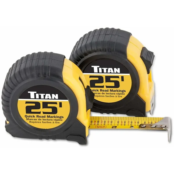 Titan Tools 10901 25′ Quick-Read Tape Measure (2 Pack)