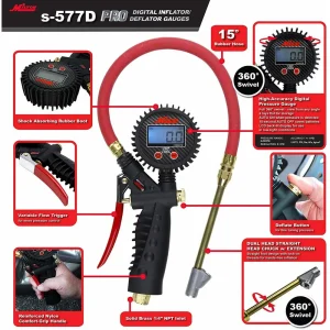 Milton S577D Pro Digital Pistol Grip Inflator Gauge, 15″ Hose – 255 PSI - view 3