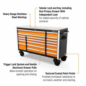 GearWrench 83249 72″ 18 Drawer Rolling Tool Cabinet with Stainless Steel Worktop - view 2