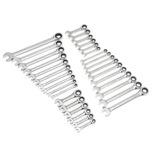 GearWrench 39327 SAE/Metric 72-Tooth Combination Ratcheting Wrench Tool Set (32-Piece)
