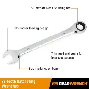 GearWrench 39327 SAE/Metric 72-Tooth Combination Ratcheting Wrench Tool Set (32-Piece) - view 3