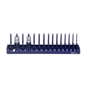 Genius Tools 3/8″ Dr. Metric Master Socket Organizer Tray Labeled and Holds sizes 6mm-20mm – 010330M