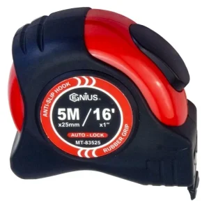Genius Tools 5M / 16ft Auto Locking Measuring Tape with Two-Sided Scale Magnetic Long Rubber Hook – MT-83525